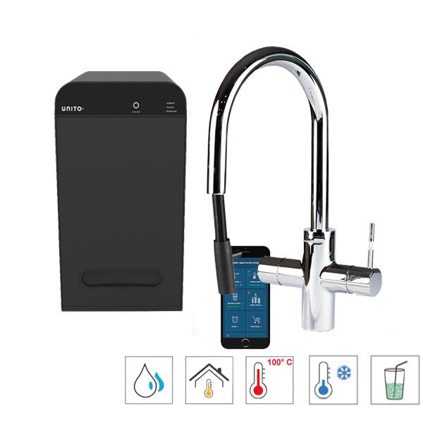 Unito Infinity kokend water kraan 6-in-1 Cosmos Rond Pullout