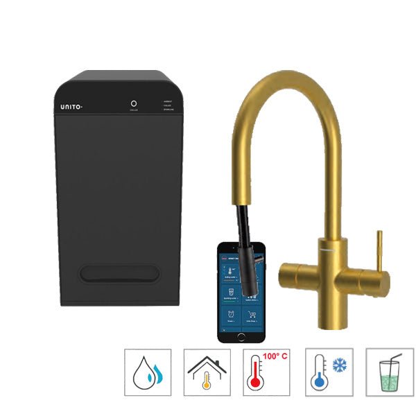 Unito Infinity kokend water kraan 6-in-1 Cosmos Rond Pullout