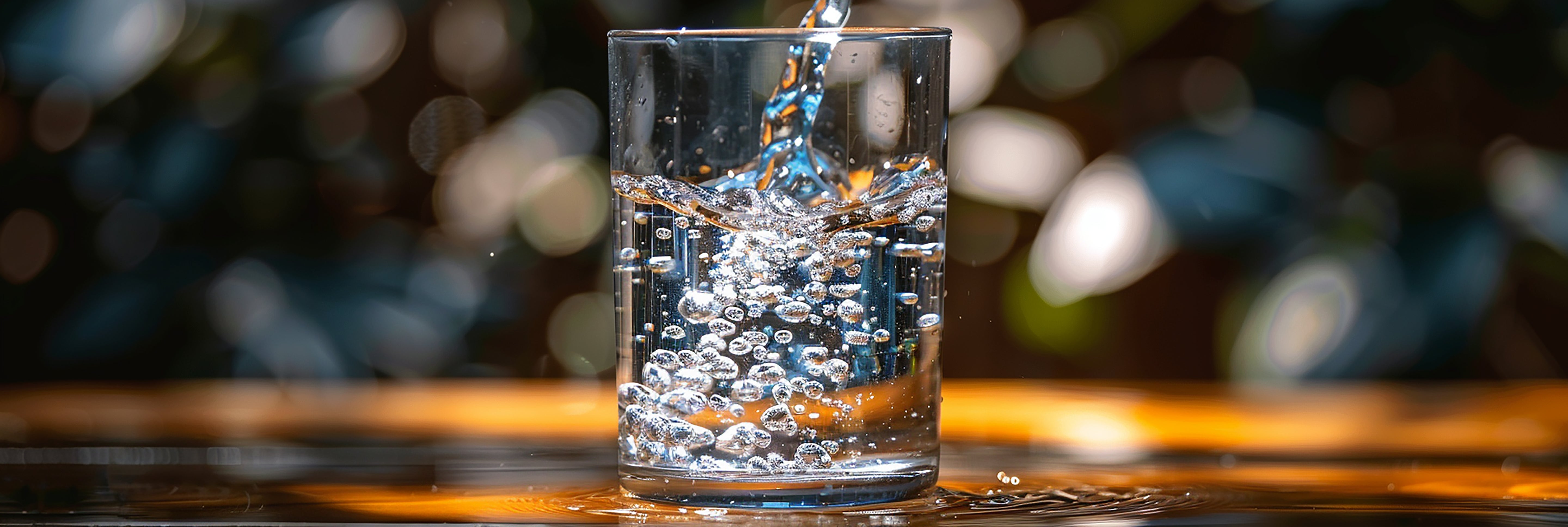 Glas met kalkvrij, zacht water dankzij een waterontharder van PureAqua