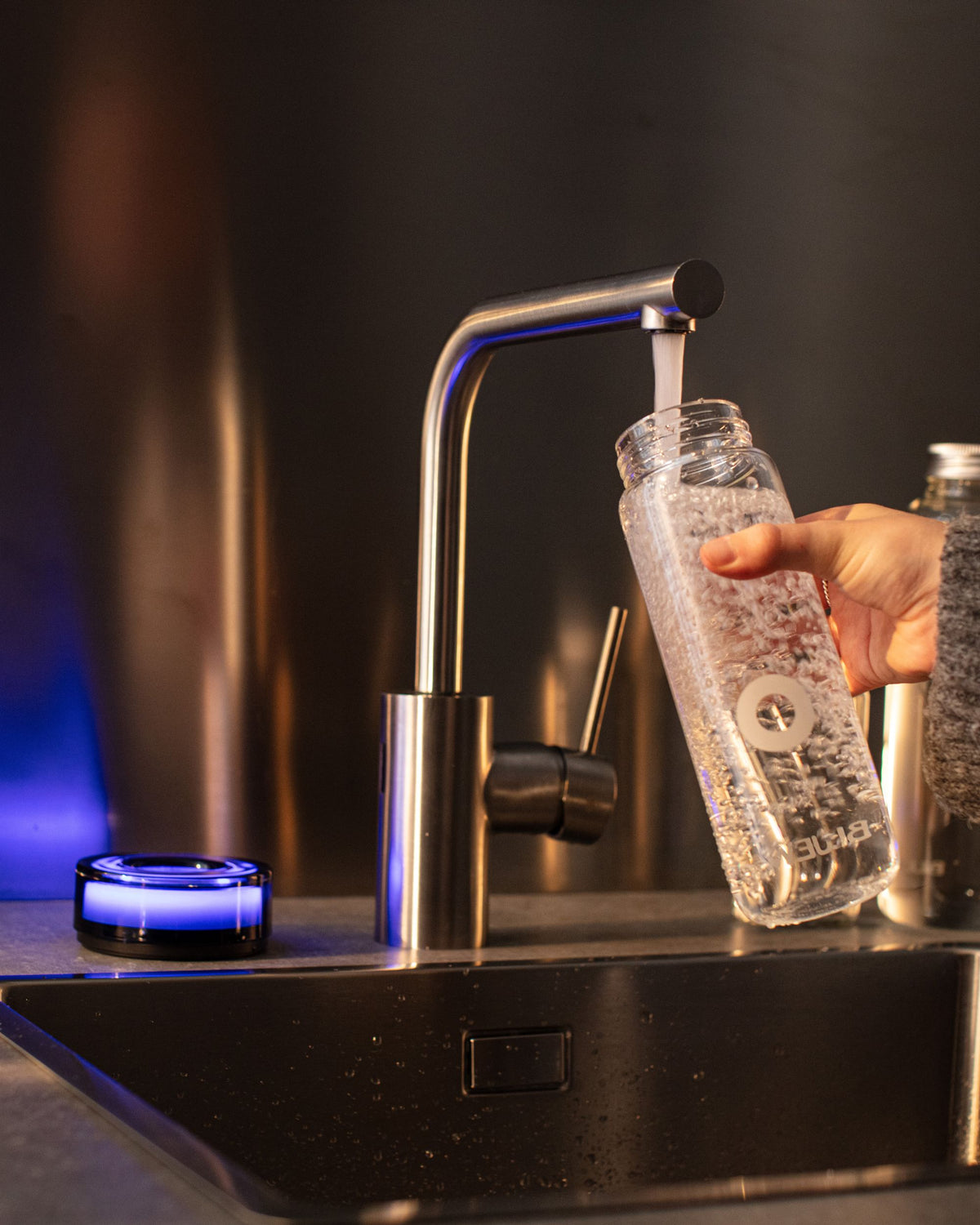 Bluewater Kitchen Station with tap, control unit and glass bottle